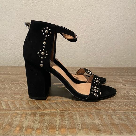 New RAYE Lois Studded Black Suede Heels - Picture 3 of 7